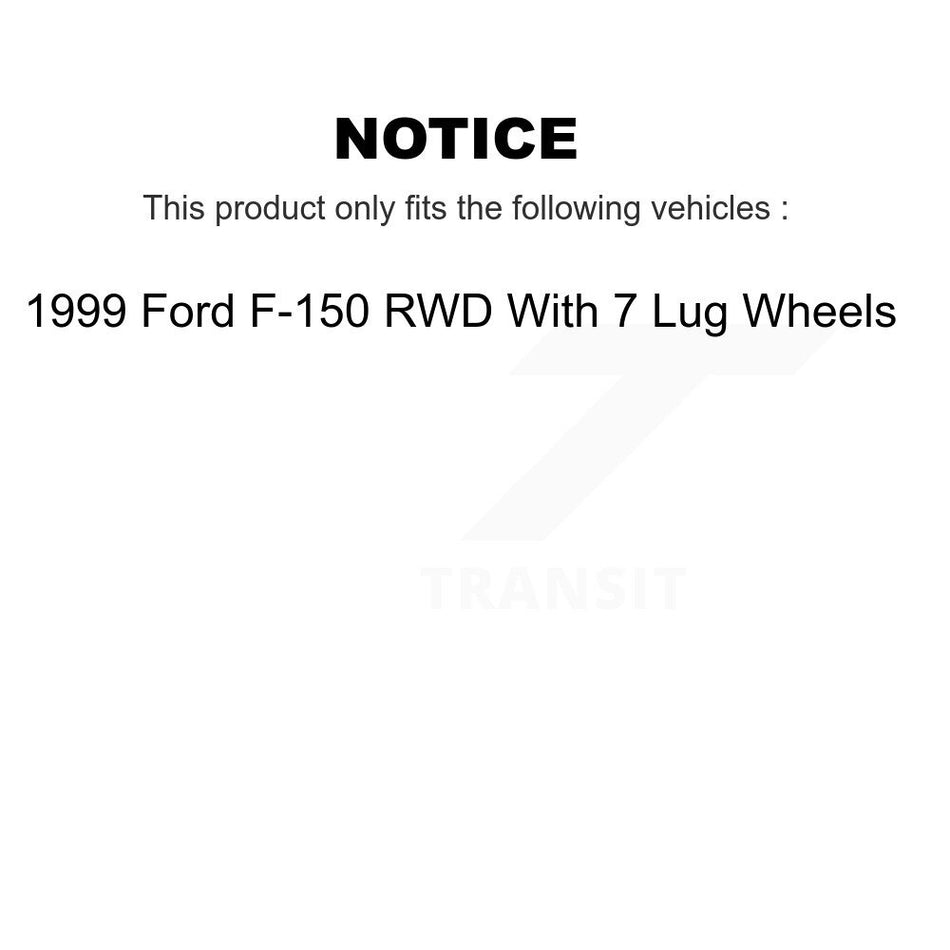 Front Rear Disc Brake Rotors Hub Assembly Ceramic Pads And Drum Kit (7Pc) For 1999 Ford F-150 RWD With 7 Lug Wheels 12mm Wheel Lugs 4 ABS K8C-102737