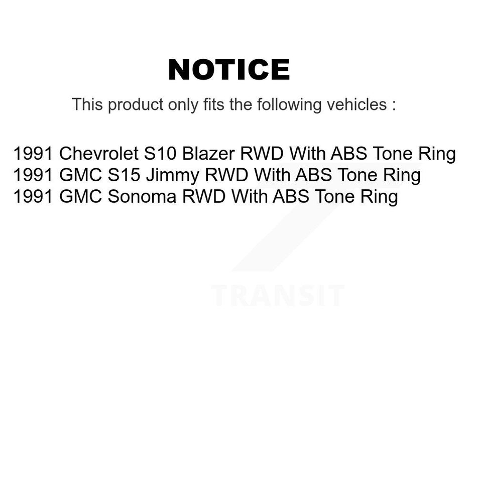 Front Rear Disc Brake Rotors Hub Assembly Ceramic Pads And Drum Kit For 1991-1991 GMC Sonoma Chevrolet S10 Blazer S15 Jimmy With ABS Tone Ring RWD K8C-102759