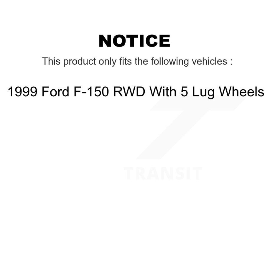 Front Rear Disc Brake Rotors Hub Assembly Ceramic Pads And Drum Kit For 1999 Ford F-150 RWD With 5 Lug Wheels 14mm Wheel Lugs K8C-102760