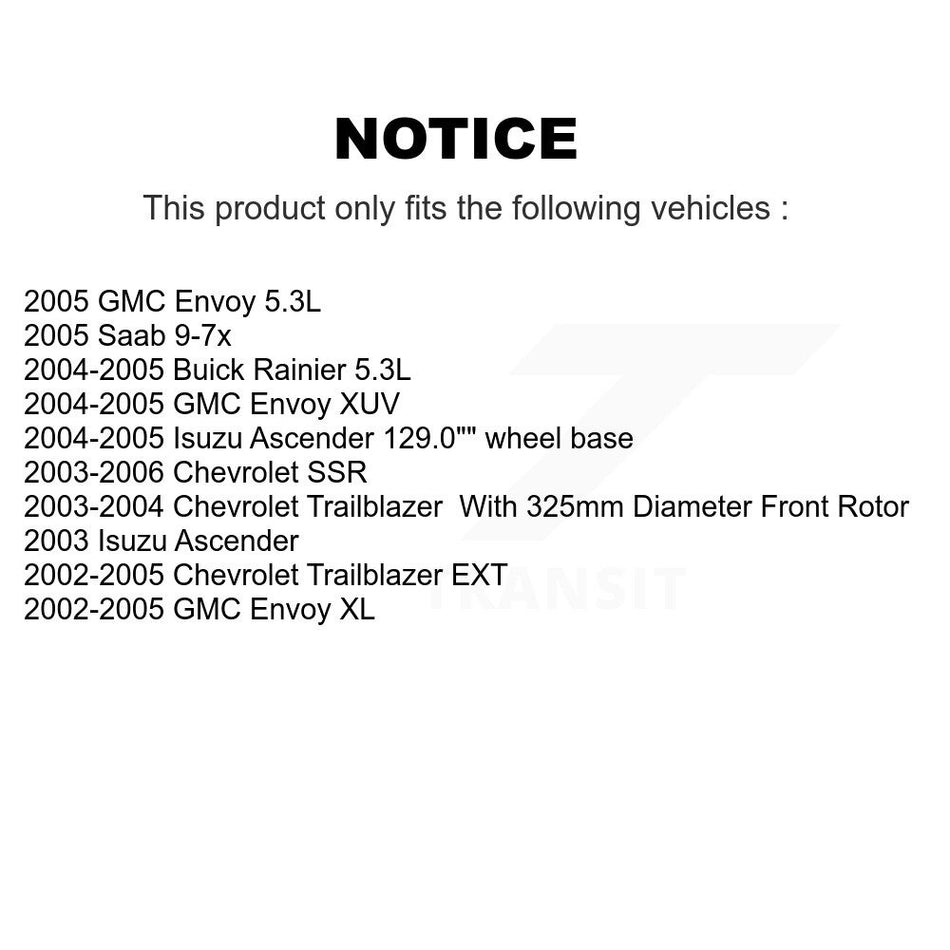 Front Rear Disc Brake Rotors And Semi-Metallic Pads Kit For Chevrolet Trailblazer GMC EXT Envoy XL Buick Rainier XUV SSR Isuzu Ascender Saab 9-7x K8F-100752