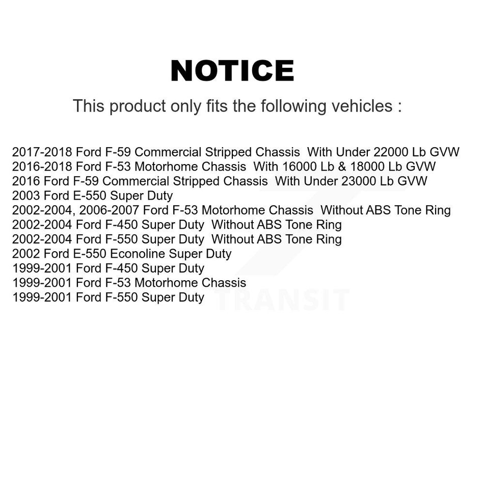 Rear Disc Brake Rotors And Semi-Metallic Pads Kit For Ford F59 E-550 Super Duty F-550 F-450 F-53 Motorhome Chassis Econoline F-59 Commercial Stripped K8F-101582