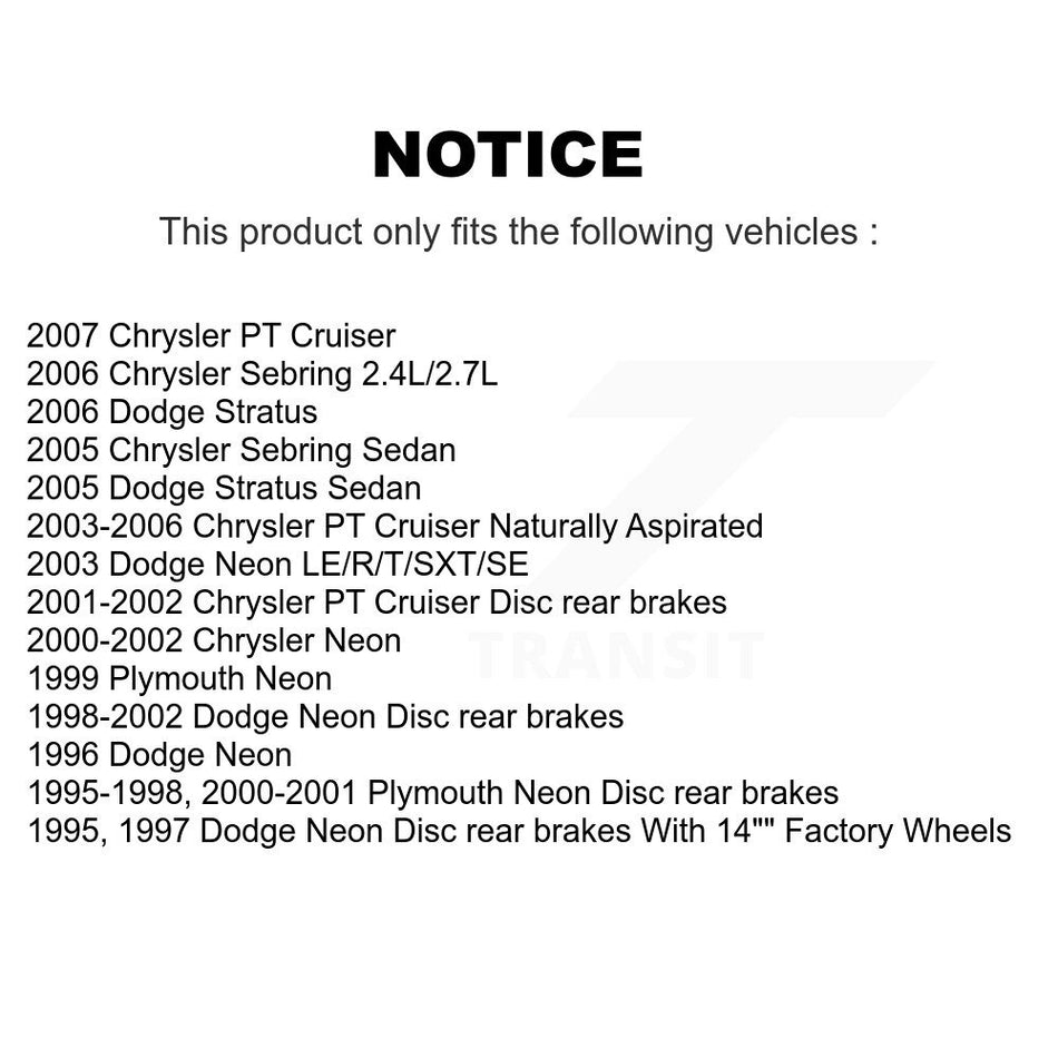 Rear Disc Brake Rotors And Semi-Metallic Pads Kit For Chrysler PT Cruiser Dodge Neon Sebring Stratus Plymouth K8F-101639