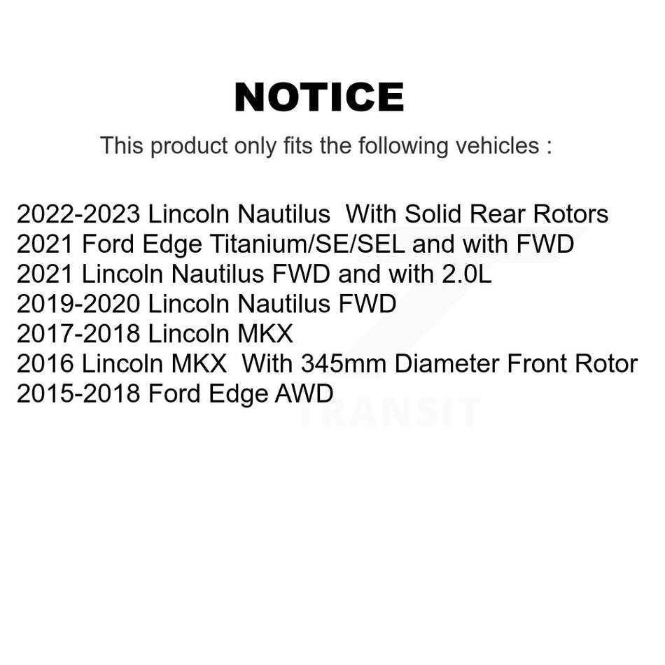 Front Disc Brake Rotors And Semi-Metallic Pads Kit For Ford Edge Lincoln MKX Nautilus K8F-102245