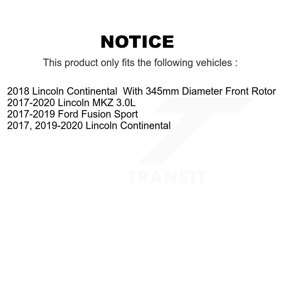 Front Disc Brake Rotors And Semi-Metallic Pads Kit For Ford Fusion Lincoln MKZ Continental K8F-102490