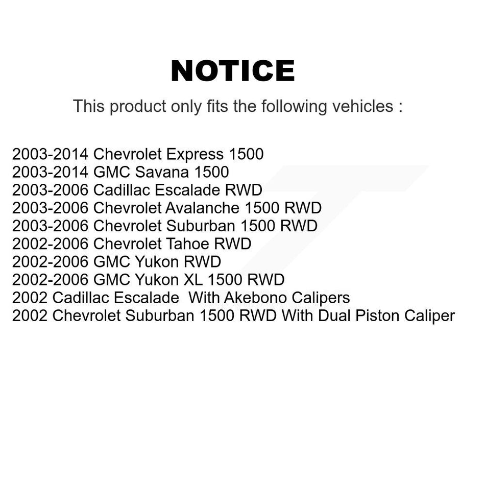 Rear Disc Brake Rotors And Semi-Metallic Pads Kit For Chevrolet Tahoe GMC Suburban 1500 Yukon Avalanche XL Express Cadillac Escalade Savana K8S-101527