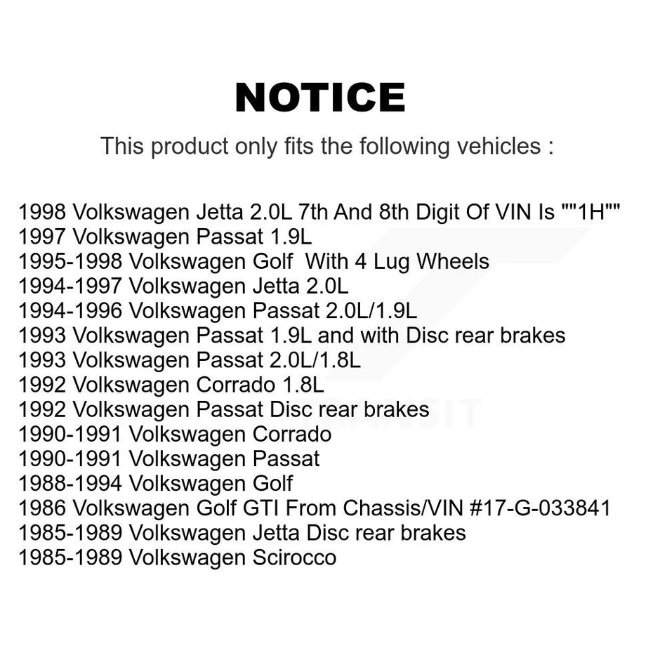 Rear Disc Brake Rotors Hub Assembly And Semi-Metallic Pads Kit For Volkswagen Jetta Golf Passat Corrado Scirocco K8S-101983