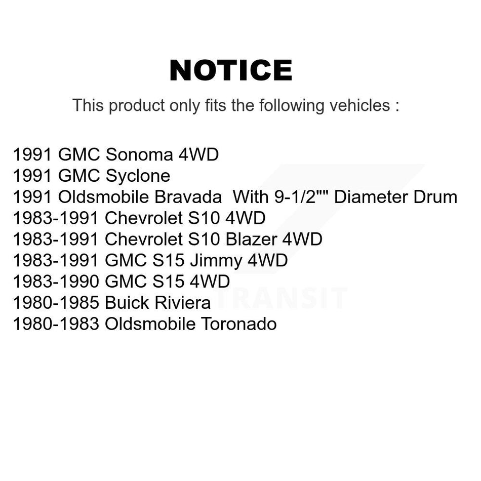 Front Rear Disc Brake Rotors Semi-Metallic Pads And Drum Kit (7Pc) For Chevrolet S10 Blazer GMC S15 Jimmy Sonoma Buick Riviera Oldsmobile Toronado Syclone Bravada K8S-101986