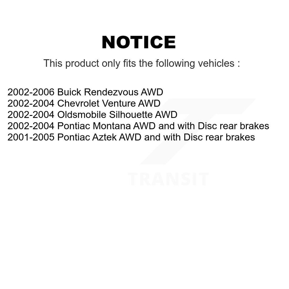 Front Rear Disc Brake Rotors And Semi-Metallic Pads Kit For Buick Rendezvous Chevrolet Venture Pontiac Montana Aztek Oldsmobile Silhouette K8S-102999