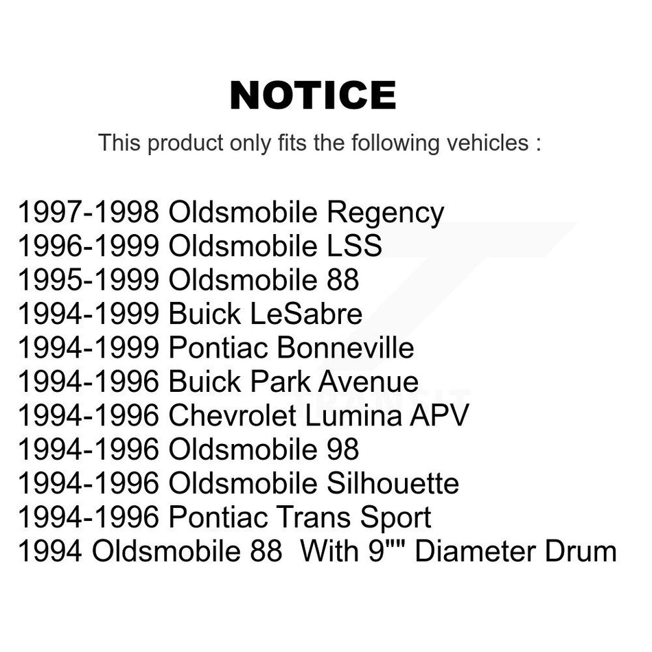 Front Rear Brake Rotors Semi-Metallic Pad & Drum Kit For Buick LeSabre Oldsmobile 88 Pontiac Bonneville Park Avenue 98 Chevrolet Lumina APV Regency LSS Trans Sport Silhouette K8S-103357