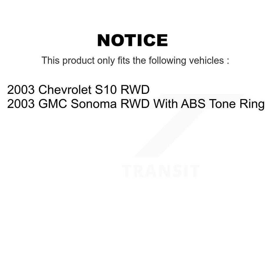 Front Rear Disc Brake Rotors Hub Assembly Semi-Metallic Pads And Drum Kit For 2003-2003 Chevrolet S10 GMC Sonoma RWD K8S-103486