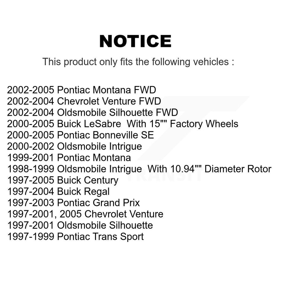 Front Disc Brake Rotors And Ceramic Pad Kit For Buick LeSabre Century Pontiac Grand Prix Chevrolet Venture Regal Oldsmobile Montana Bonneville Intrigue Silhouette Trans Sport K8T-100013