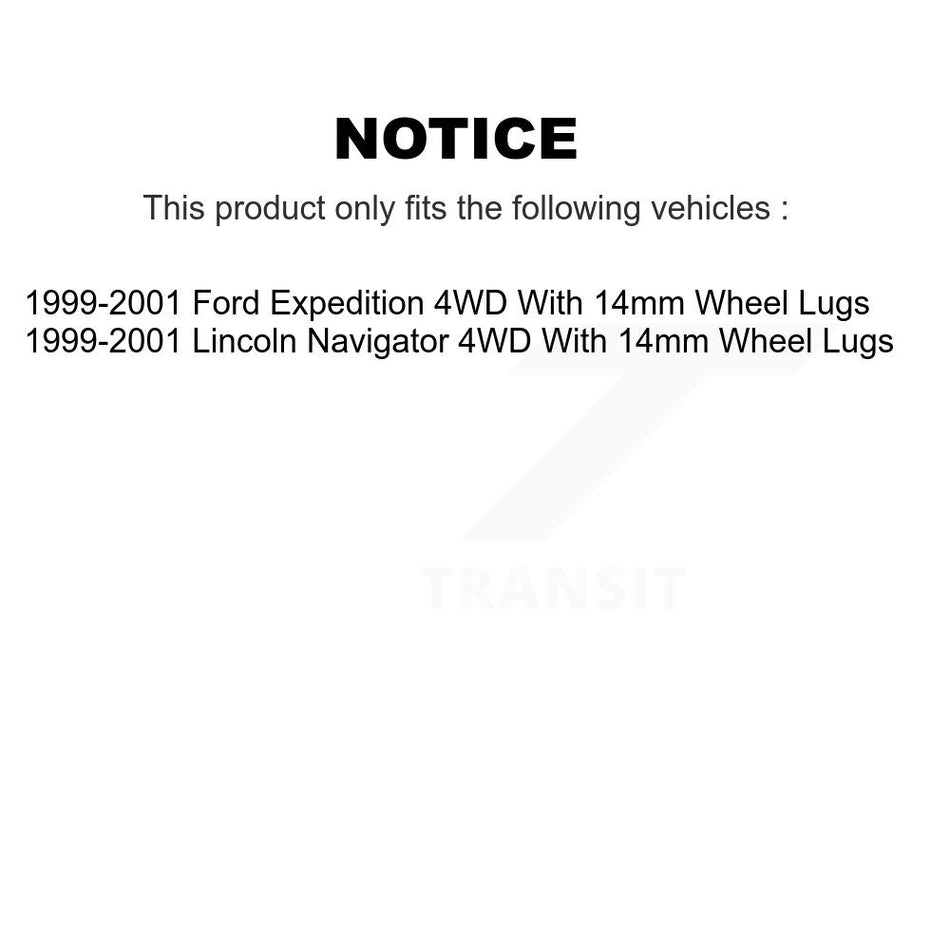 Front Rear Disc Brake Rotors And Ceramic Pads Kit For 1999-2001 Ford Expedition Lincoln Navigator With 14mm Wheel Lugs 4WD K8T-100909