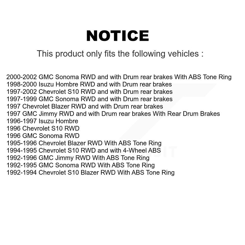 Front Rear Disc Brake Rotors Hub Assembly Ceramic Pads And Drum Kit (7Pc) For Chevrolet S10 GMC Sonoma Blazer Jimmy Isuzu Hombre K8T-102540