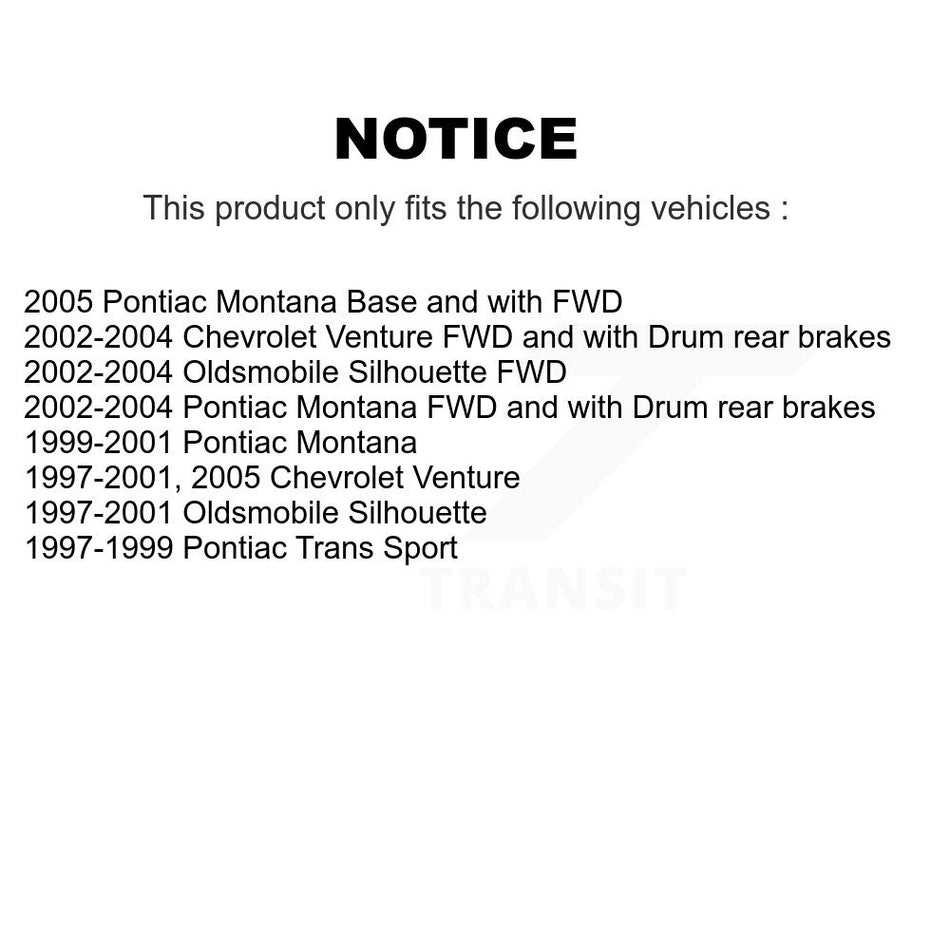 Front Rear Disc Brake Rotors Ceramic Pads And Drum Kit (9Pc) For Chevrolet Venture Pontiac Montana Oldsmobile Silhouette Trans Sport K8T-102631