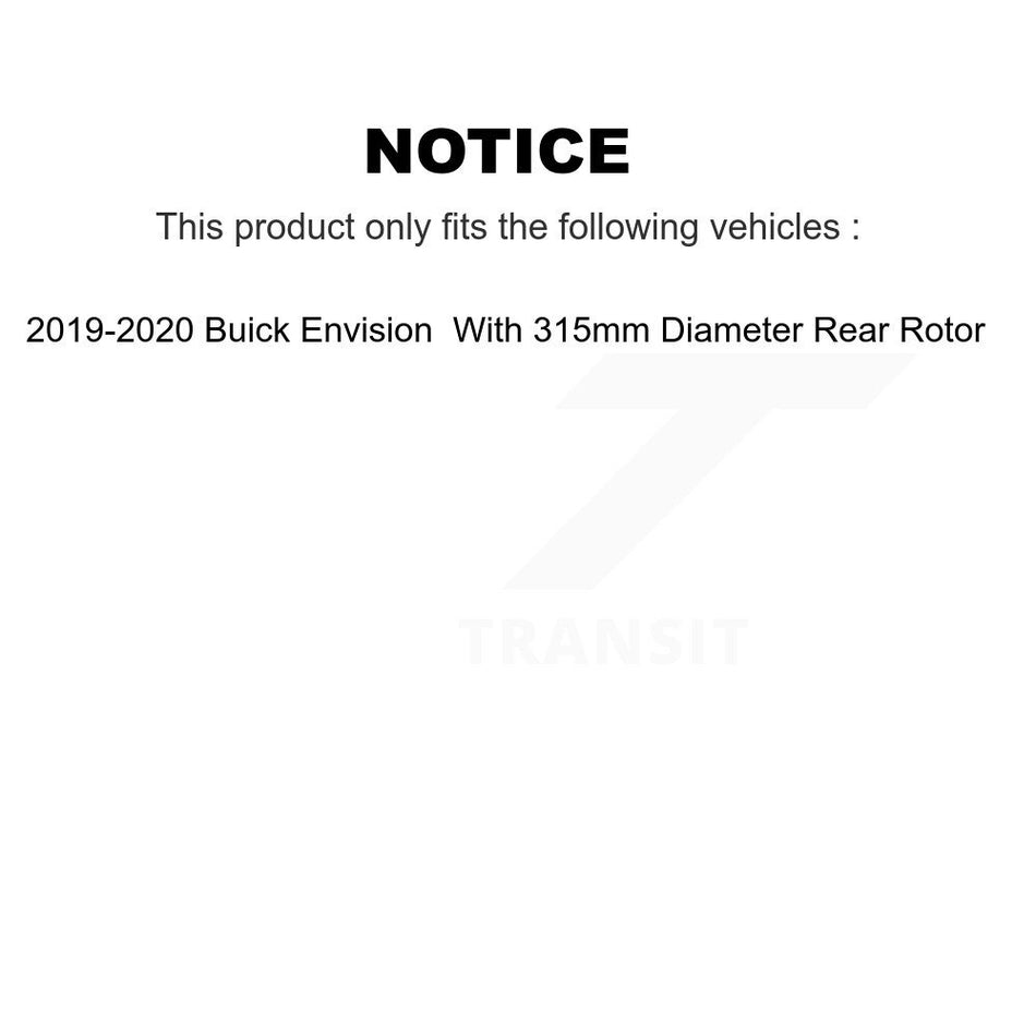 Rear Disc Brake Rotors And Ceramic Pads Kit For 2019-2020 Buick Envision With 315mm Diameter Rotor K8T-103153