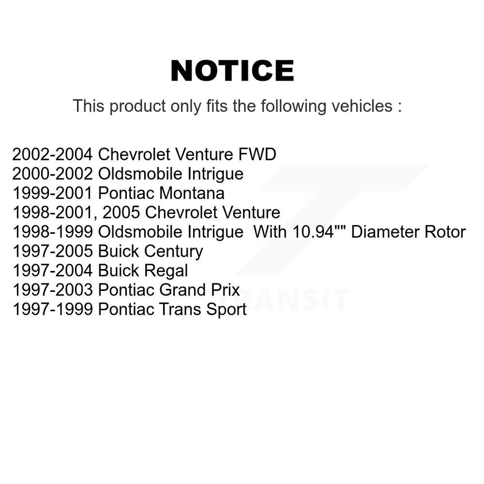 Front Rear Disc Brake Rotors And Ceramic Pads Kit For Buick Century Pontiac Grand Prix Chevrolet Venture Regal Oldsmobile Intrigue Montana Trans Sport K8T-103257
