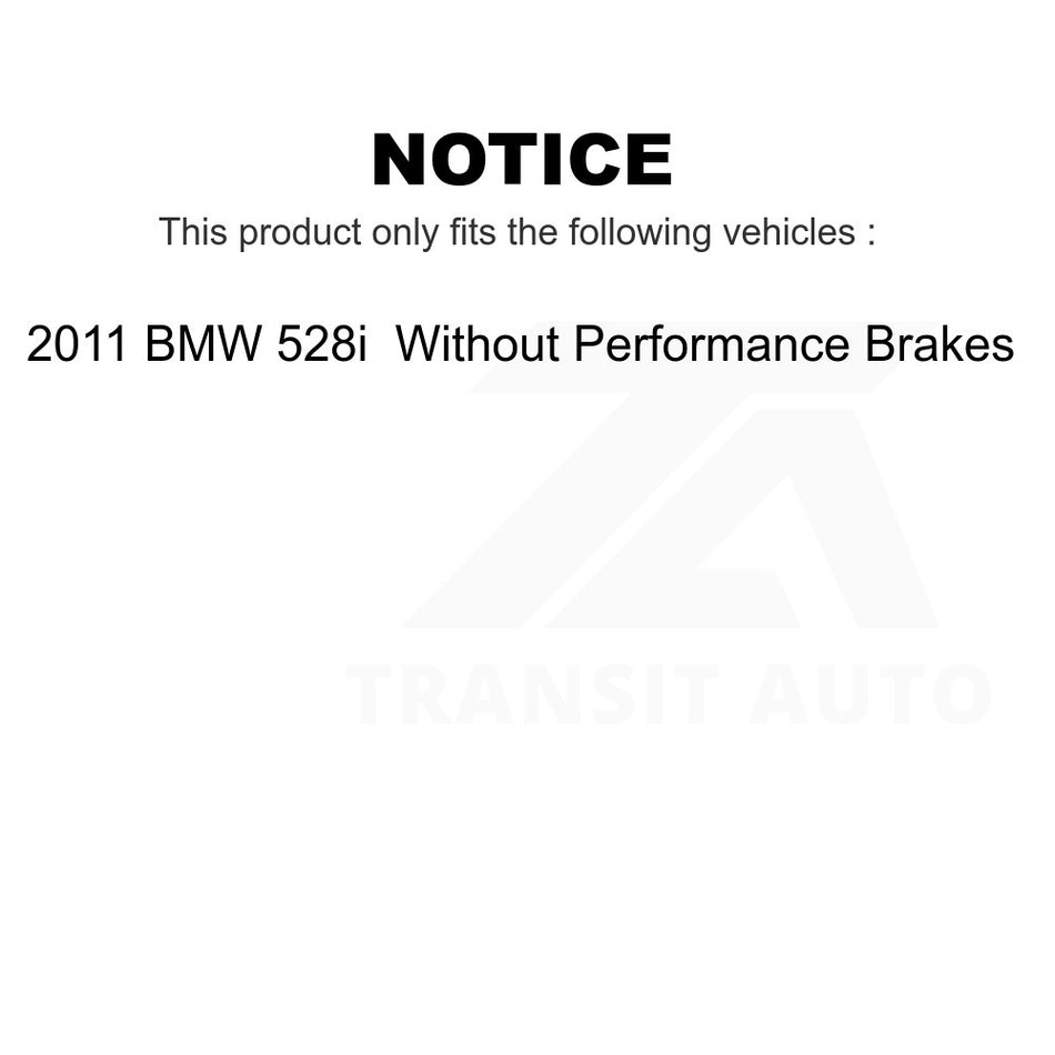Front Hub Bearing Assembly With Disc Brake Rotors And Ceramic Pads Kit For 2011 BMW 528i Without Performance Brakes 330mm Diameter Rotor KBB-100499