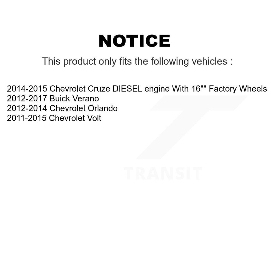 Front Hub Bearing Assembly With Coated Disc Brake Rotors And Semi-Metallic Pads Kit For Chevrolet Cruze Buick Verano Volt Orlando KBB-104180