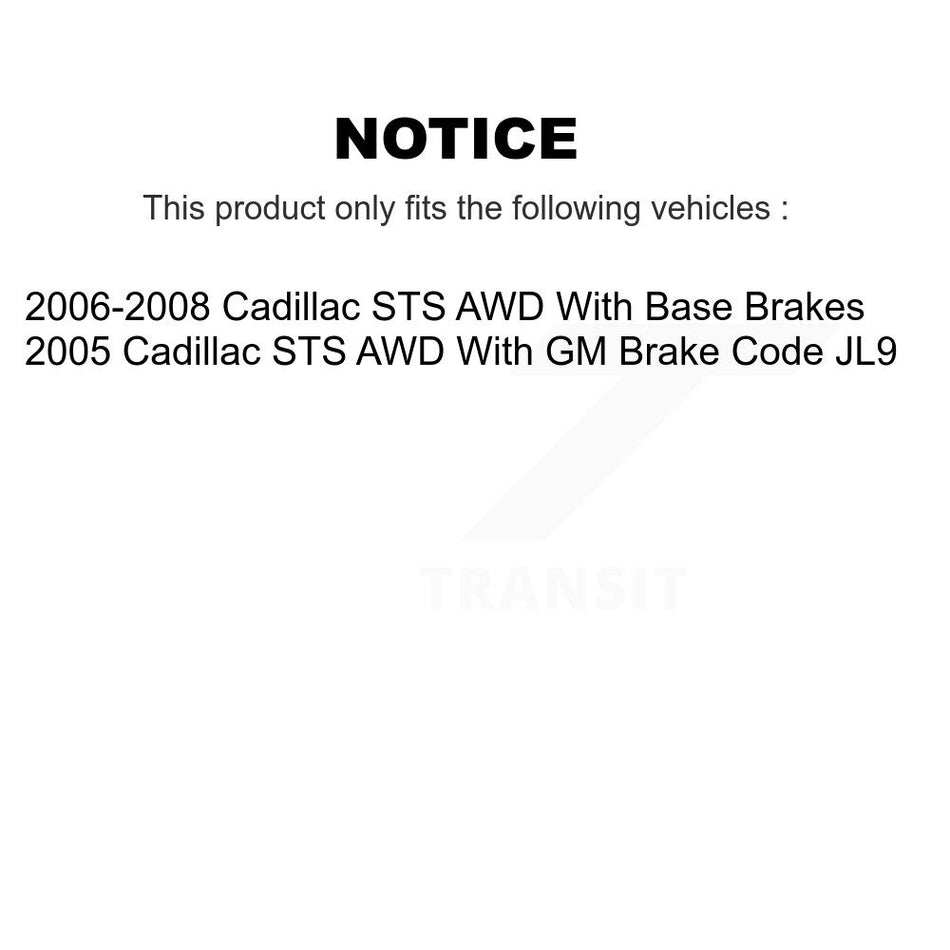 Front Hub Bearing Assembly With Disc Brake Rotors And Semi-Metallic Pads Kit For Cadillac STS AWD KBB-105656