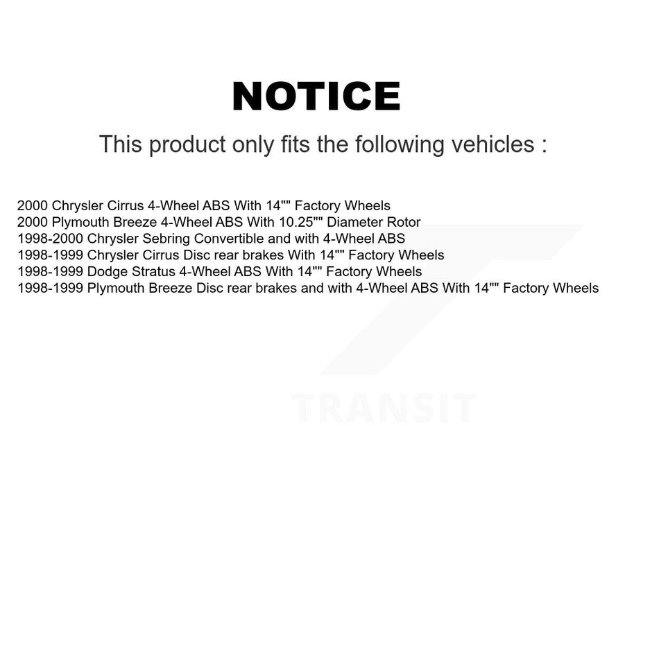 Front Rear Hub Bearings Assembly Disc Brake Rotors And Ceramic Pads Kit (10Pc) For Chrysler Sebring Cirrus Dodge Stratus Plymouth Breeze KBB-110204