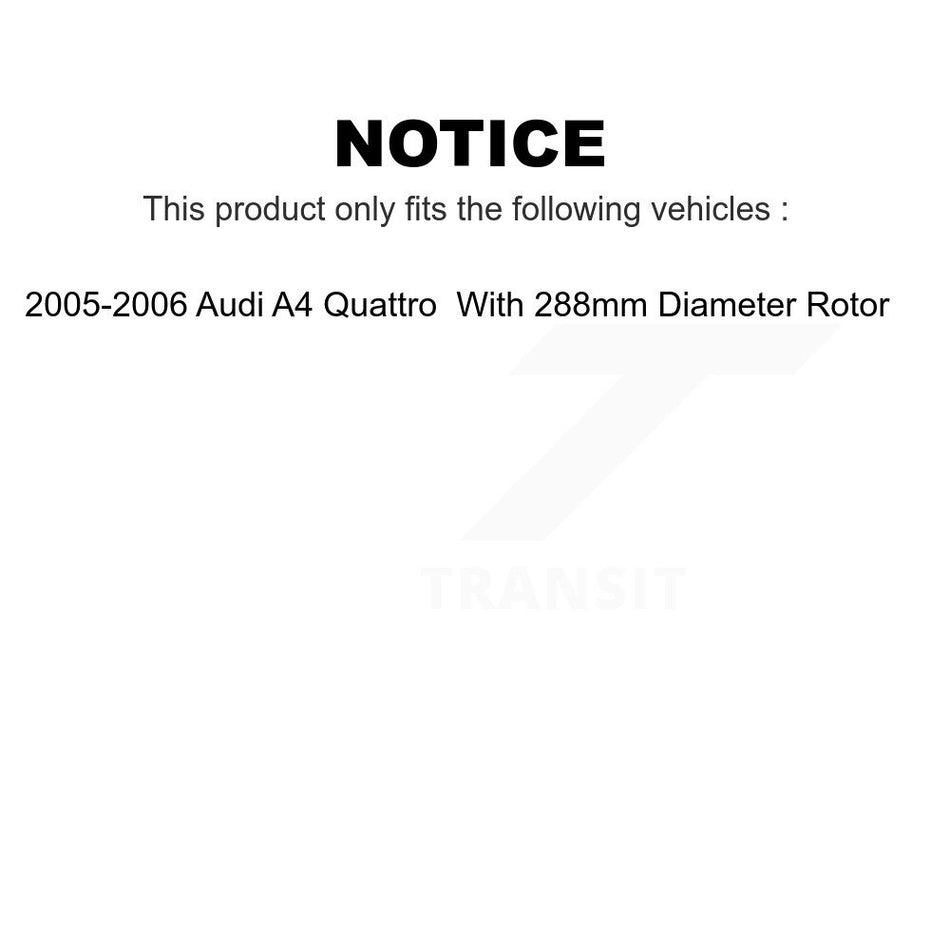 Front Rear Wheel Hub Bearings Assembly Disc Brake Rotors And Ceramic Pads Shoes Kit (10Pc) For 2005-2006 Audi A4 Quattro With 288mm Diameter Rotor KBB-110534