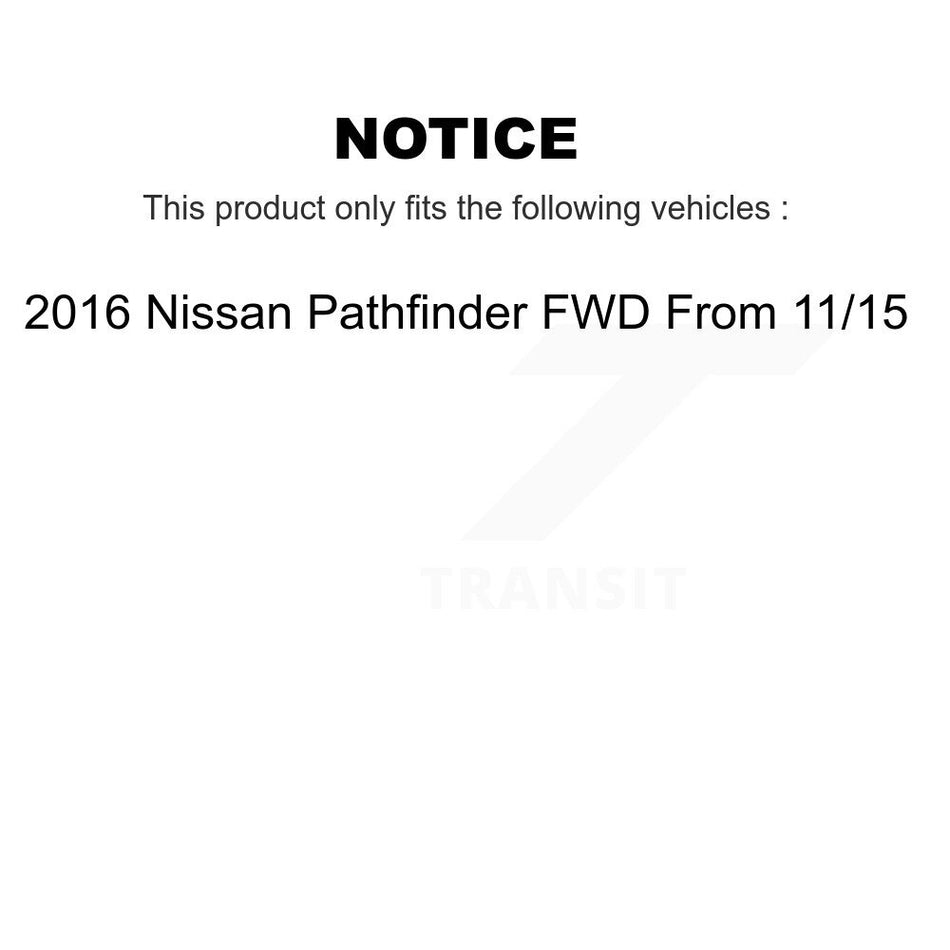 Front Rear Hub Bearings Assembly Coated Disc Brake Rotors And Semi-Metallic Pads Kit (10Pc) For 2016 Nissan Pathfinder FWD From 11 15 KBB-111642