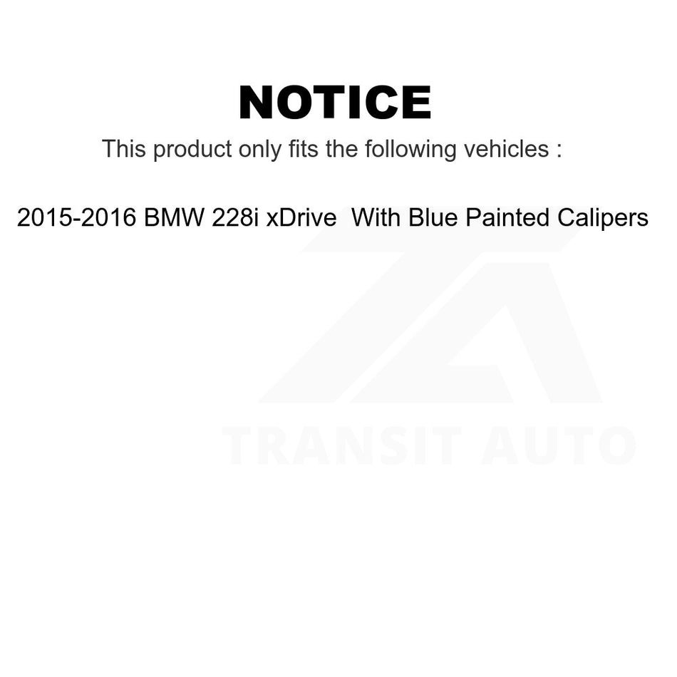 Front Rear Wheel Hub Bearings Assembly Disc Brake Rotors And Semi-Metallic Pads Shoes Kit (10Pc) For 2015-2016 BMW 228i xDrive With Blue Painted Calipers KBB-113370