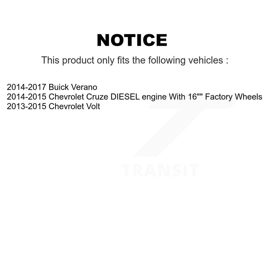 Front Rear Hub Bearings Assembly Coated Disc Brake Rotors And Semi-Metallic Pads Kit (10Pc) For Chevrolet Cruze Buick Verano Volt KBB-113517