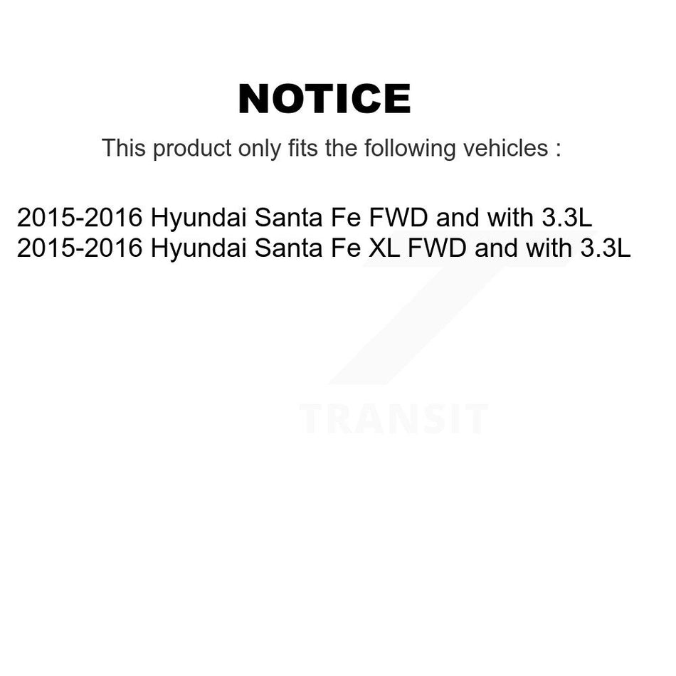 Front Rear Hub Bearings Assembly Coated Disc Brake Rotors And Ceramic Pads Kit (10Pc) For 2015-2016 Hyundai Santa Fe XL FWD with 3.3L KBB-116118