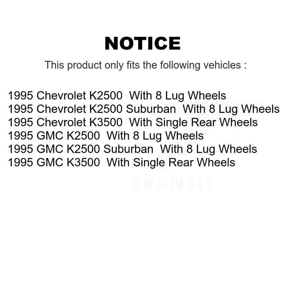 Front Hub Bearing Assembly With Disc Brake Rotors And Ceramic Pads Kit For 1995-1995 Chevrolet K2500 GMC K3500 Suburban KBB-122520