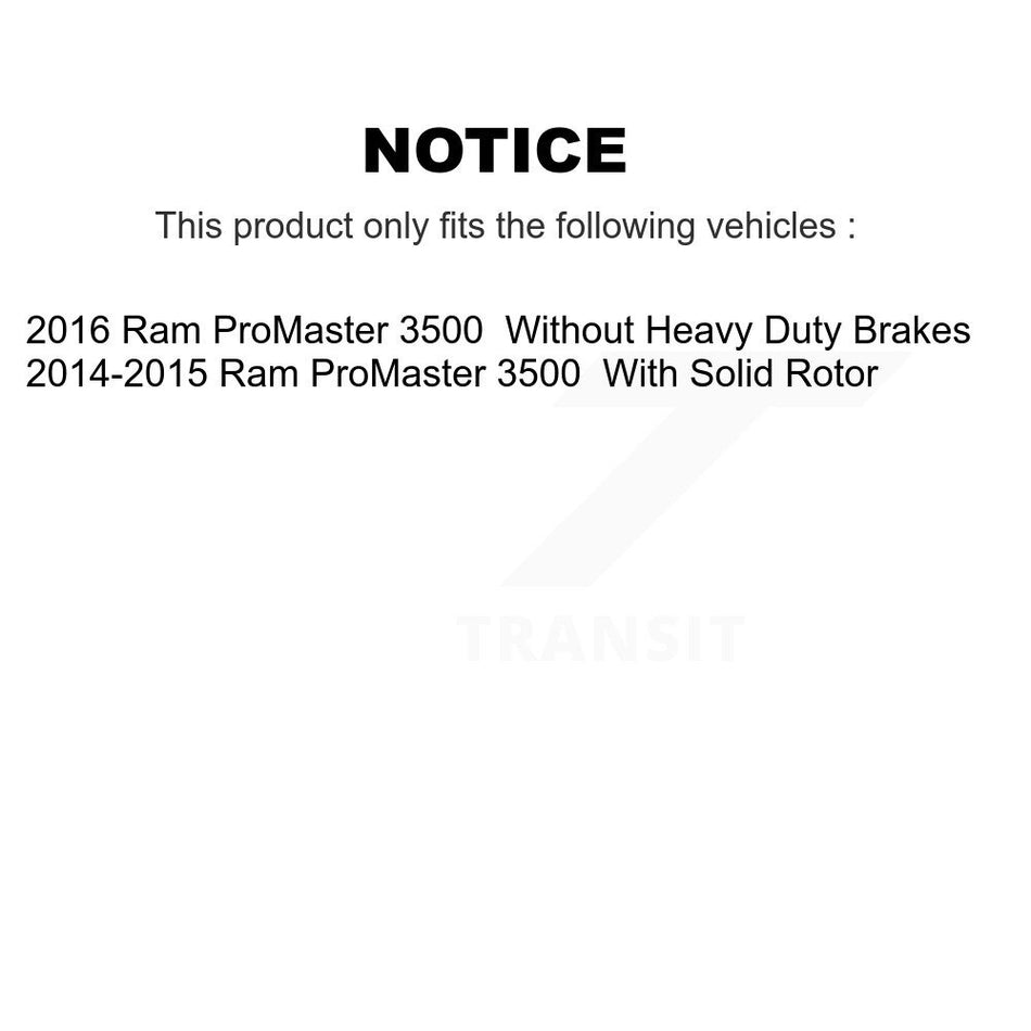 Front Rear Wheel Hub Bearings Assembly Disc Brake Rotors And Semi-Metallic Pads Kit (10Pc) For Ram ProMaster 3500 KBB-123299