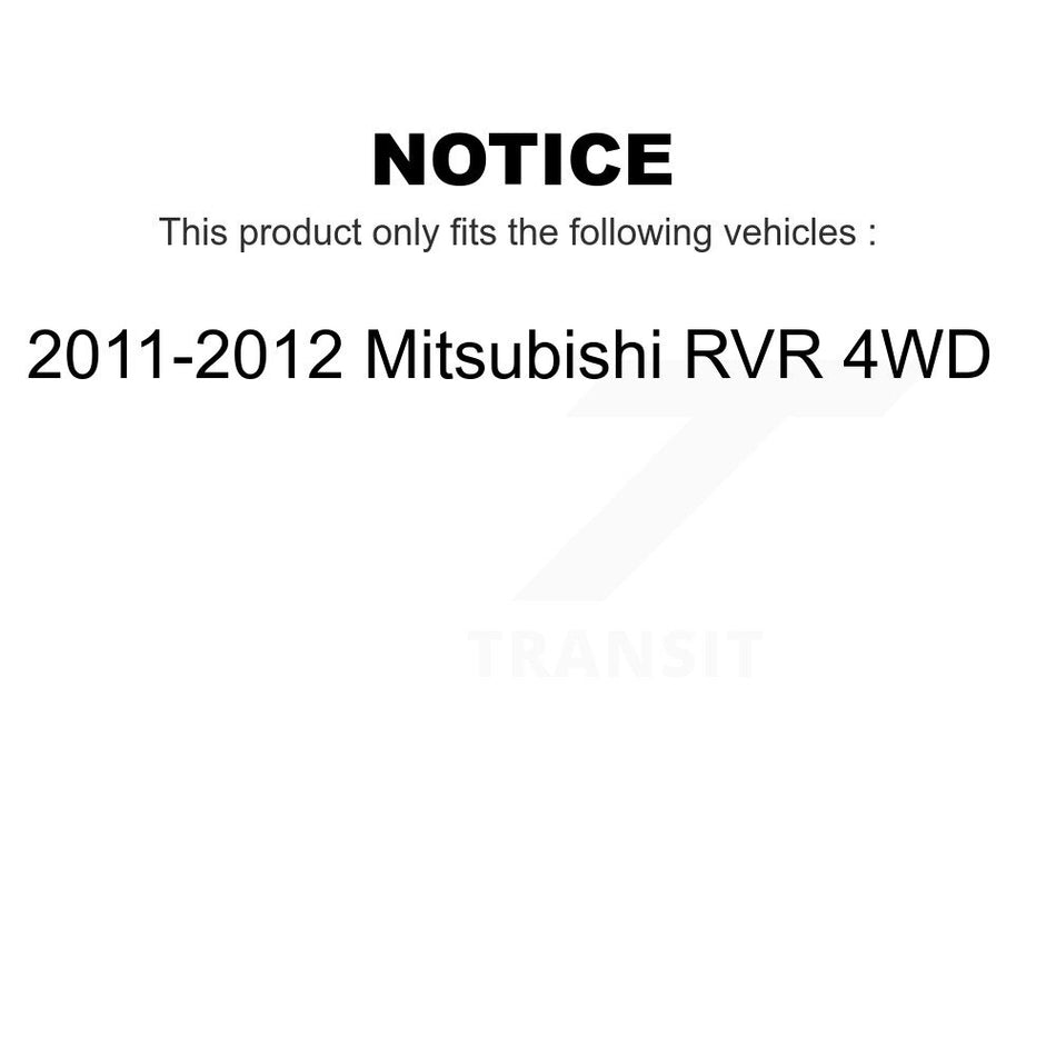 Front Hub Bearing Assembly With Disc Brake Rotors And Ceramic Pads Kit For 2011-2012 Mitsubishi RVR 4WD KBB-123406