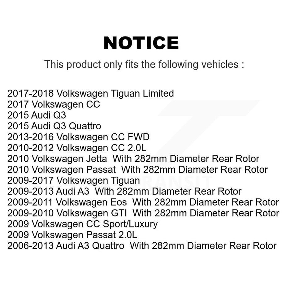 Rear Coated Drilled Slotted Disc Brake Rotors Pair For Volkswagen Tiguan CC Jetta Audi Passat GTI A3 Eos Q3 Limited Quattro KD-100176