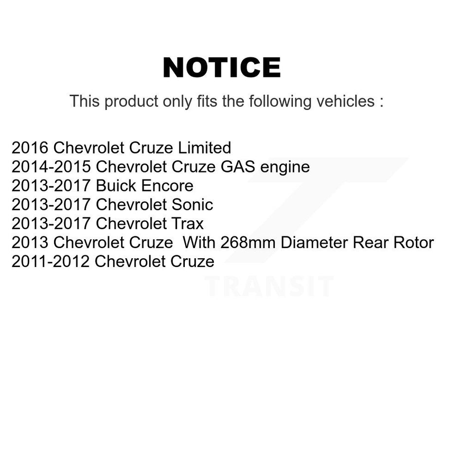 Rear Coated Drilled Slotted Disc Brake Rotors And Ceramic Pads Kit For Chevrolet Cruze Sonic Buick Encore Trax Limited KDC-100810