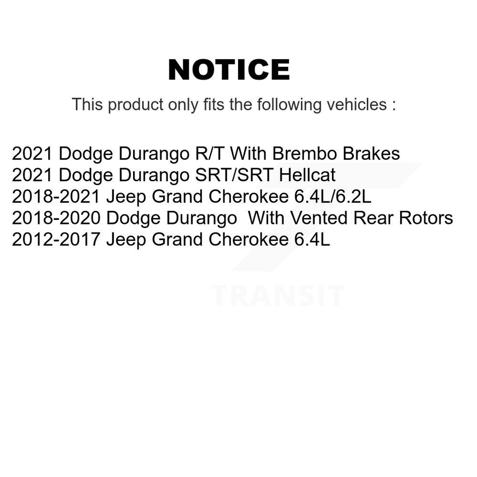 Rear Coated Drilled Slotted Disc Brake Rotors And Semi-Metallic Pads Kit For Jeep Grand Cherokee Dodge Durango KDF-100884