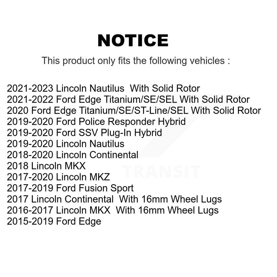 Rear Coated Drilled Slotted Disc Brake Rotors And Semi-Metallic Pads Kit For Ford Edge Fusion Lincoln MKX MKZ Nautilus Continental Police Responder Hybrid SSV Plug-In KDS-100498