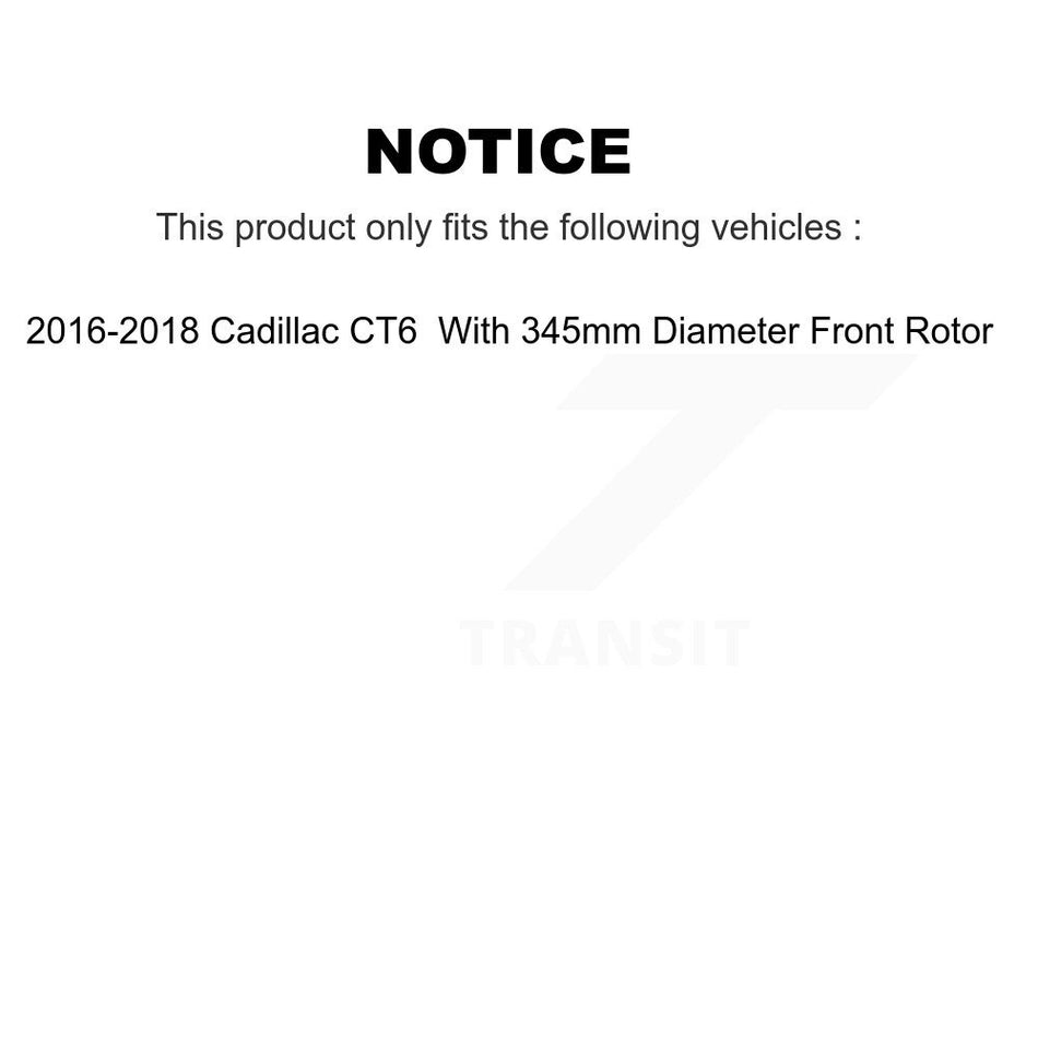 Front Rear Coated Drilled Slotted Disc Brake Rotors And Ceramic Pads Kit For 2016-2018 Cadillac CT6 With 345mm Diameter Rotor KDT-100977