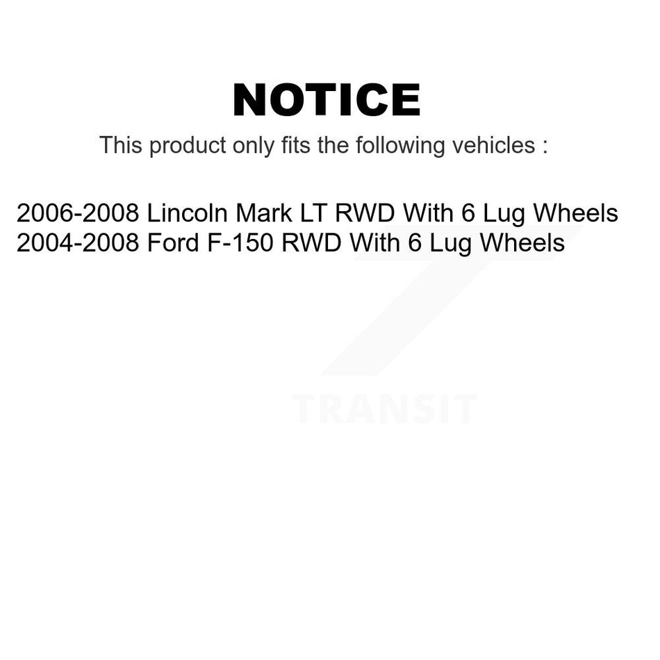 Front Coated Disc Brake Rotors And Hub Assembly Pair For Ford F-150 Lincoln Mark LT With 6 Lug Wheels RWD KG-100007