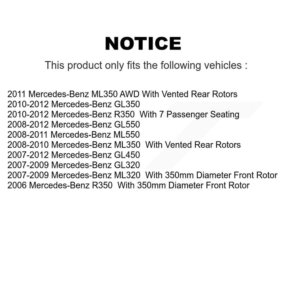 Front Coated Disc Brake Rotors And Ceramic Pads Kit For Mercedes-Benz ML350 GL450 R350 GL550 ML320 GL350 ML550 GL320 KGC-100195