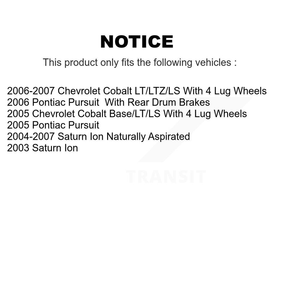 Front Rear Coated Disc Brake Rotors Ceramic Pads And Drum Kit For Chevrolet Cobalt Saturn Ion Pontiac G5 Pursuit KGC-101959