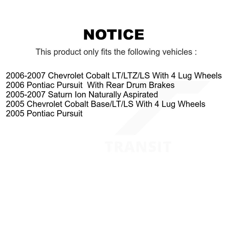 Front Rear Coated Disc Brake Rotors Ceramic Pads And Drum Kit (9Pc) For Chevrolet Cobalt Saturn Ion Pontiac Pursuit KGC-102083