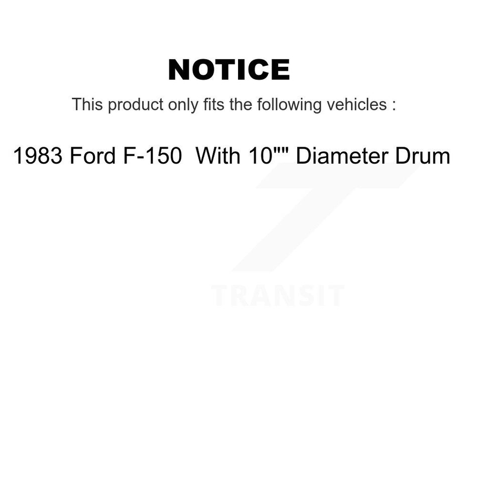 Rear Coated Brake Drum Shoes Spring And Cylinders Kit (6Pc) For 1983 Ford F-150 With 10" Diameter KGN-100160