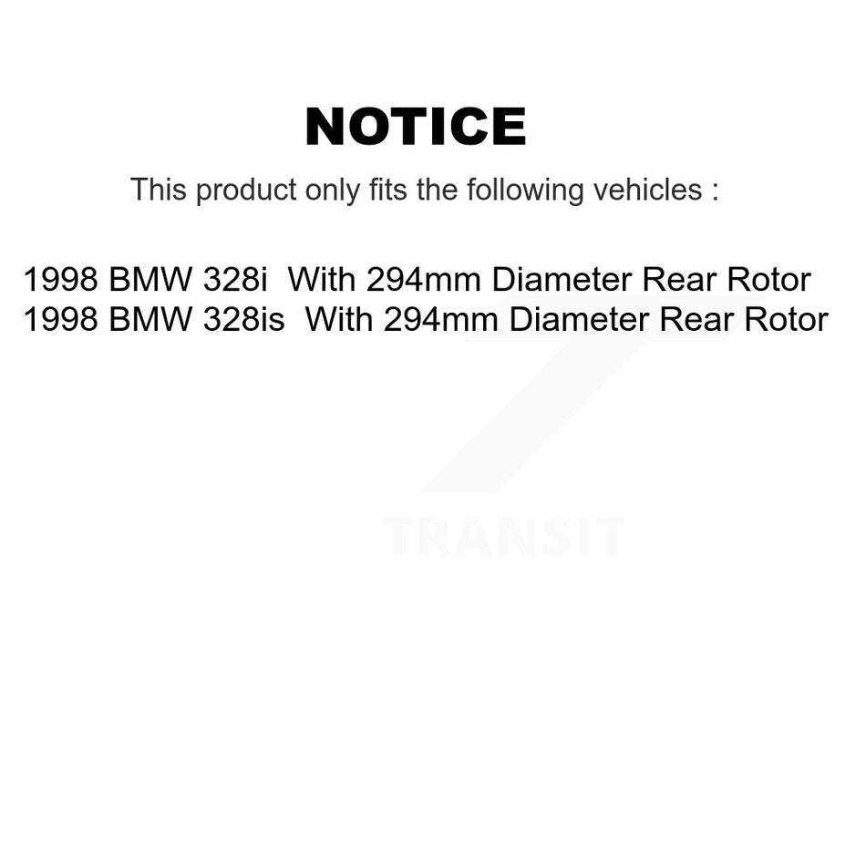 Front Rear Coated Disc Brake Rotors And Semi-Metallic Pads Kit For 1998-1998 BMW 328i 328is With 294mm Diameter Rotor KGS-100775
