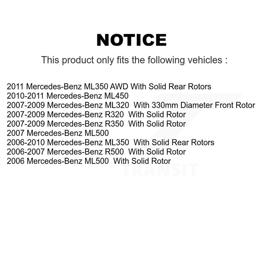 Front Rear Coated Disc Brake Rotors And Semi-Metallic Pads Kit For Mercedes-Benz ML350 R350 ML500 ML320 R500 R320 ML450 KGS-100919