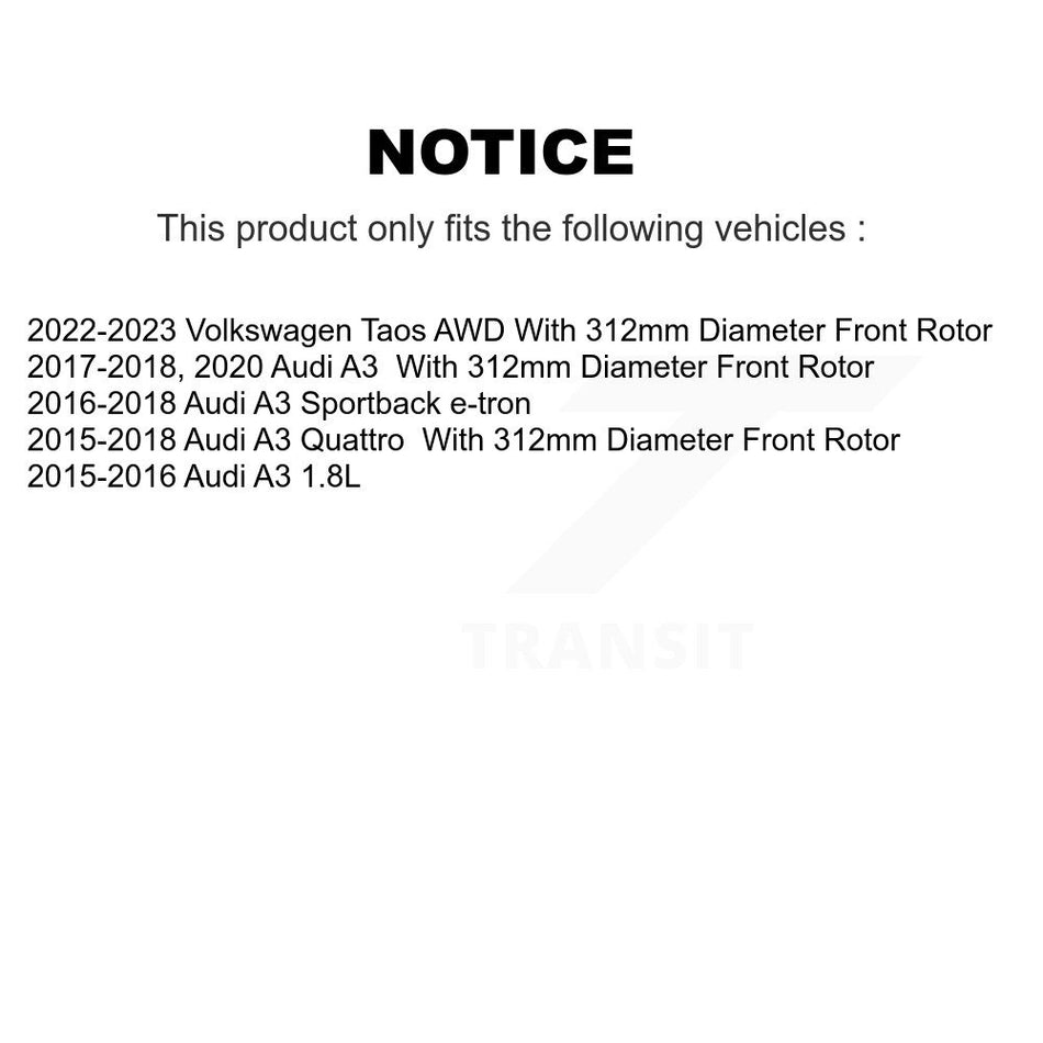 Front Rear Coated Disc Brake Rotors And Semi-Metallic Pads Kit For Audi A3 Quattro Sportback e-tron KGS-101716