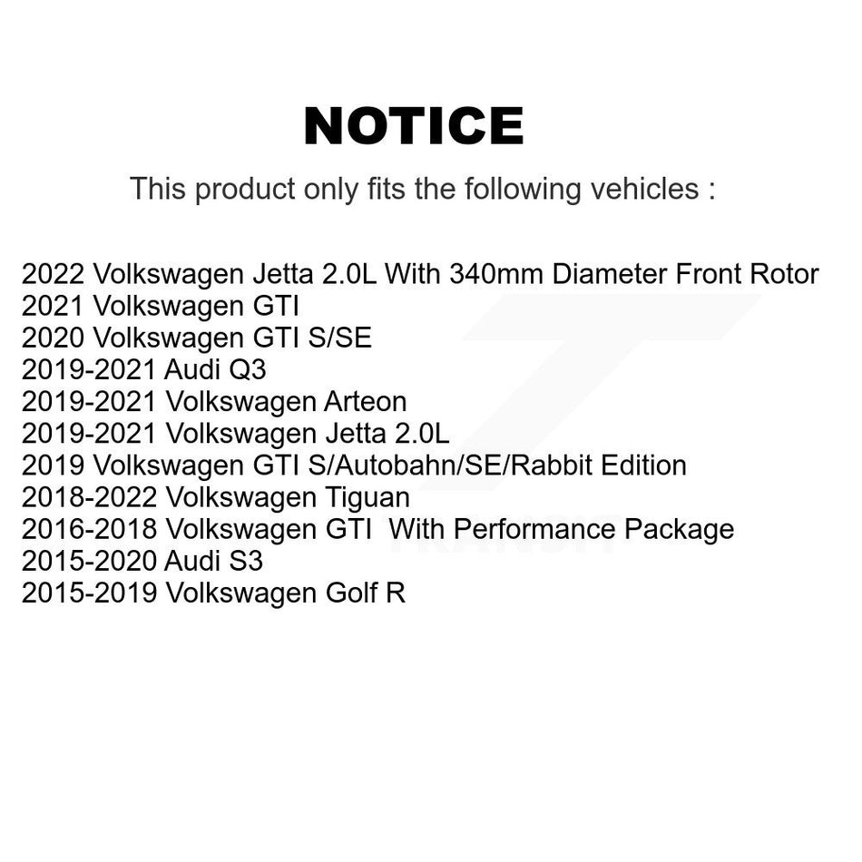 Front Coated Disc Brake Rotors And Semi-Metallic Pads Kit For Volkswagen Tiguan Jetta GTI Audi Golf R S3 Q3 Arteon KGS-101932