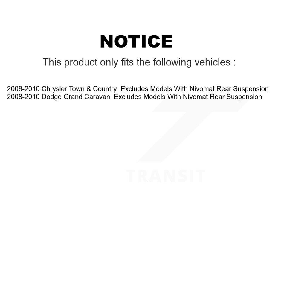 Front Disc Rotors Brake Pad Bearing Shock Assembly Suspension Kit (15Pc) For 2008-2010 Chrysler Town & Country Dodge Grand Caravan EXCLUDES MODELS WITH NIVOMAT REAR SUSPENSION KM-100209