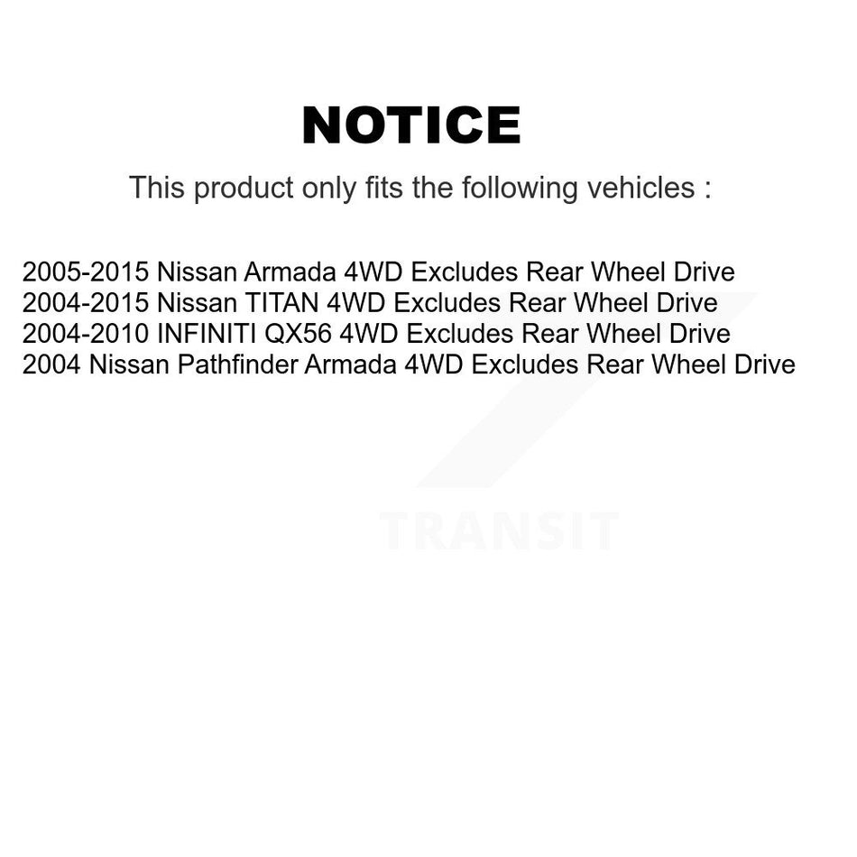 Front Complete Shock Assembly And TOR Link Kit For Nissan Titan Armada Infiniti QX56 Pathfinder INFINITI TITAN Excludes Rear Wheel Drive 4WD KSS-100511