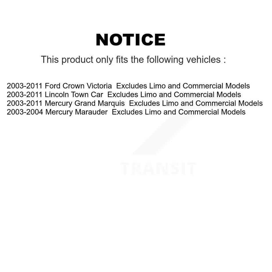 Front Complete Shock Assembly And TOR Link Kit For Ford Crown Victoria Mercury Grand Marquis Lincoln Town Car Marauder Excludes Limo Commercial Models KSS-100530