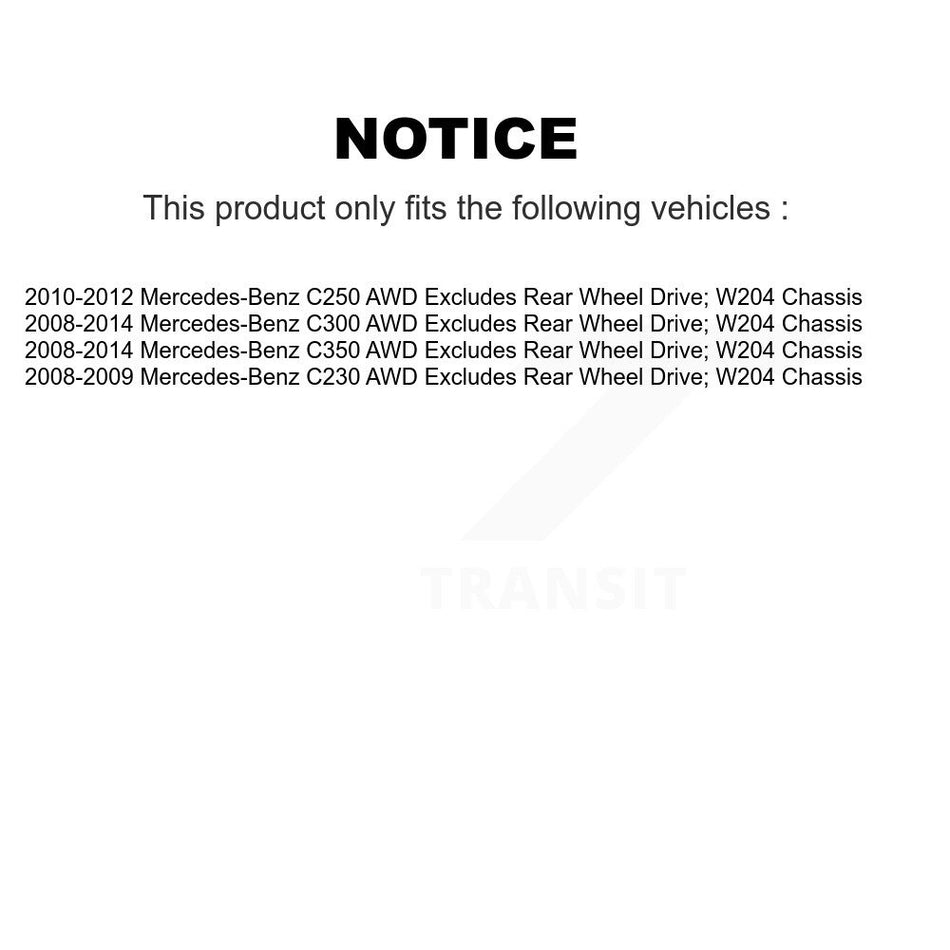 Front Complete Shock Assembly And TOR Link Kit For Mercedes-Benz C300 C250 C350 C230 Excludes Rear Wheel Drive; W204 Chassis AWD KSS-100549